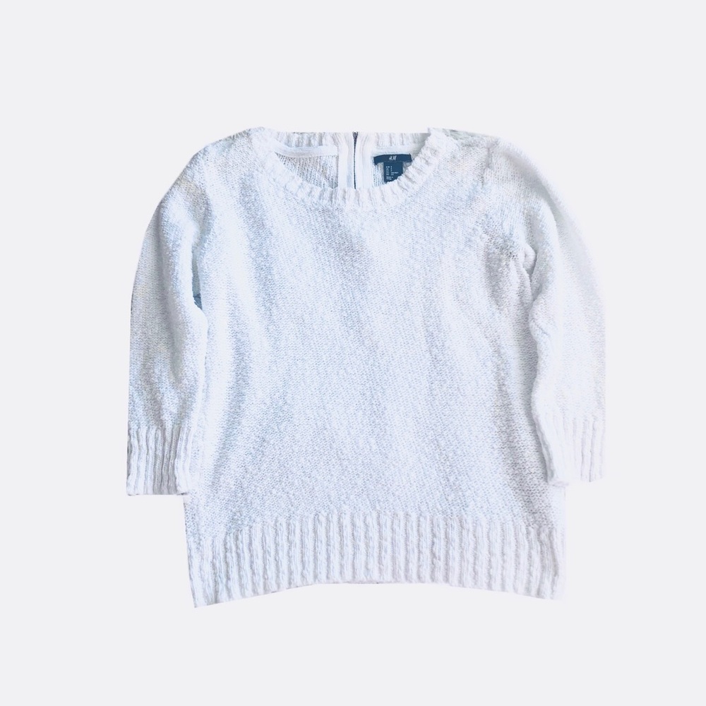 H&M White Zip Back Sweater, S